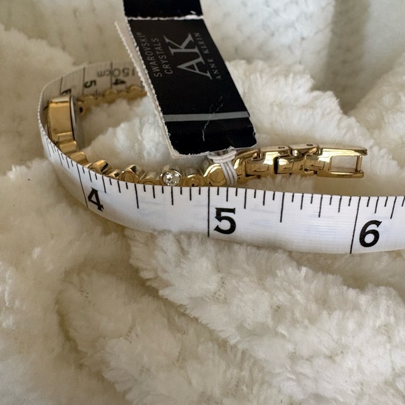 Anne Klein Women Gold Oval Swarovski Crystal Watch Mother of Pearl Dial Bracelet - Picture 5 of 13